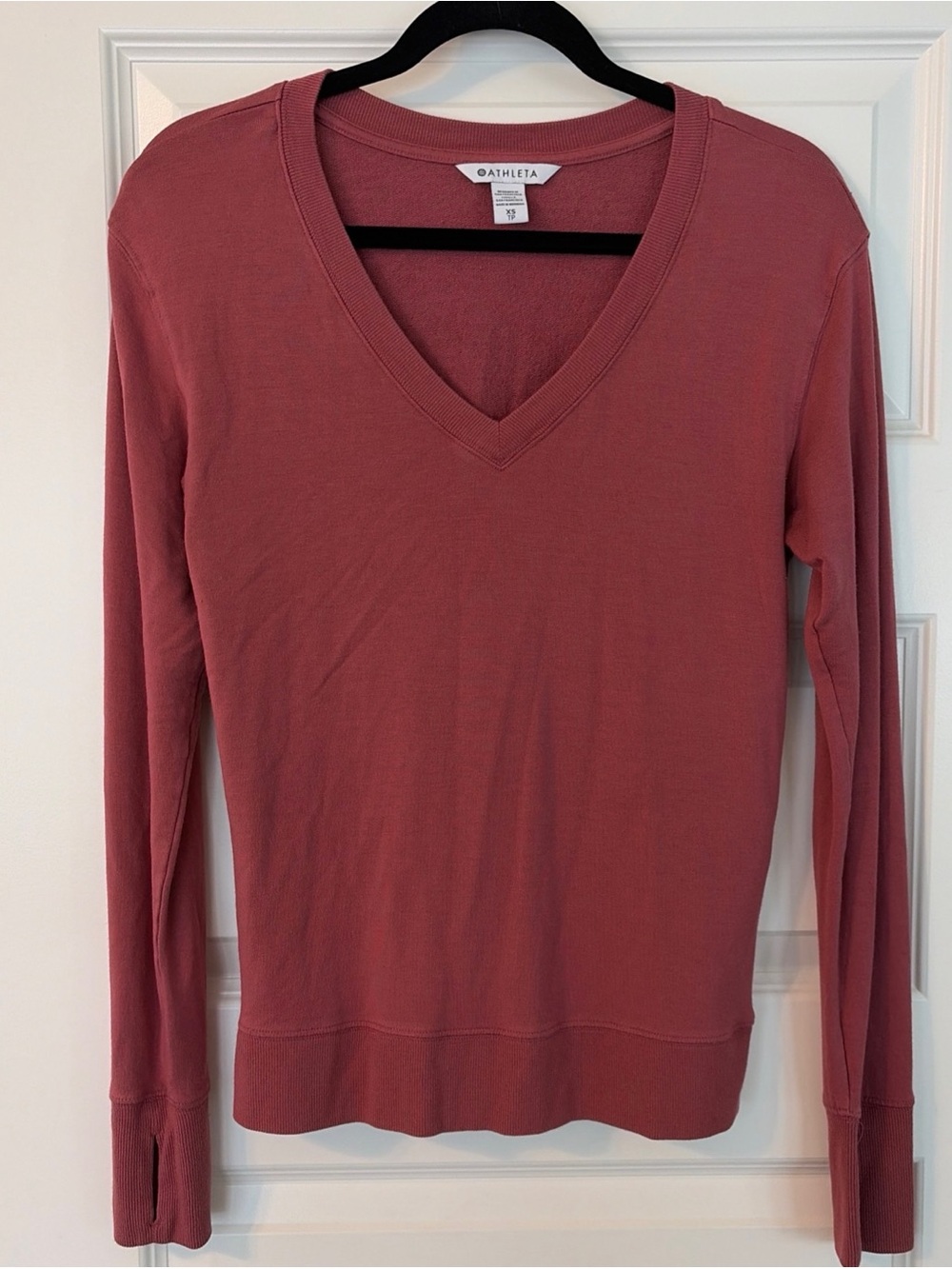 Athleta Long-Sleeve V-Neck Top in Dusty Rose